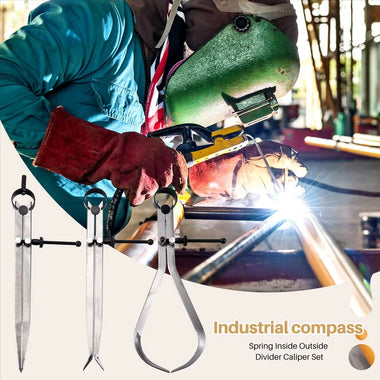 3pcs 8Inch Spring Caliper Set Internal Measuring Type with Flat Legs Carbon Steel Machinist Tool Silver Caliper Metalworking Precision Measurement