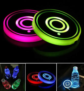 LED Car Cup Holder Light Car Coasters Bottle Atmosphere Light Mats 7 Colors Cup Holder Pad Car Interior Decorative Light