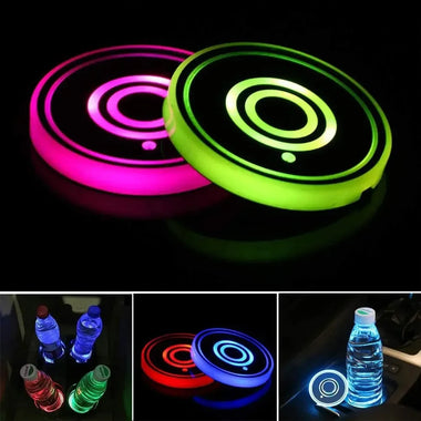 LED Car Cup Holder Light Car Coasters Bottle Atmosphere Light Mats 7 Colors Cup Holder Pad Car Interior Decorative Light