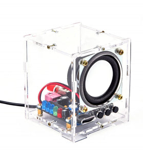 DIY Bluetooth Speaker Kit HU-009 Acrylic Case 5V Power Supply HT6872 Audio Amplifier LED Spectrum Display Wireless and Aux Input Portable Compact Audio System