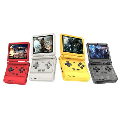 [No Card] Powkiddy V90S Retro Flip Handheld Game Console 3.5 Inch IPS 3000mAh Foldable Open-Source Linux System Portable Game Player Console Supports 20+ Simulators
