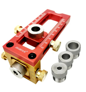 Aluminum Alloy 2 in 1 Screw Jig Adjustable Cross Dowel Drill Guide Woodworking Pocket Hole Jig for Bed Cabinet Screw Punch Locator