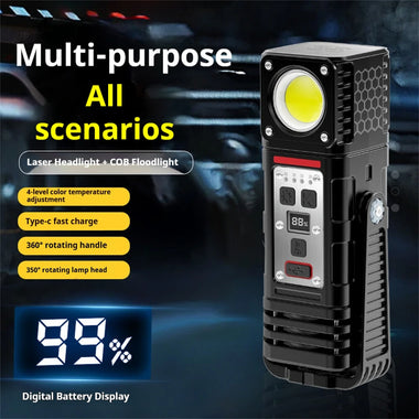 Bikight 3000LM 800M COB Flashlight Ajustable Angle USB Rechargeable Powerful Lamp with 8000mAh 21700 Battery Outdoors Portable Magnet Mini Work Light For Hiking Camping Working