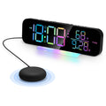 Super Loud Vibrating Alarm Clock with Vibrator Bed Shaker for Heavy Sleeper and Colorful RGB LED Night Light for Home Decoration