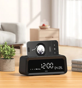 K3 Dual Alarm Clock Speaker Wireless bluetooth 5.4 Speakers with HD Digital Display 57mm Speaker Deep Bass Support TF Card Playback FM Radio Phone Bracket Portable Speakers
