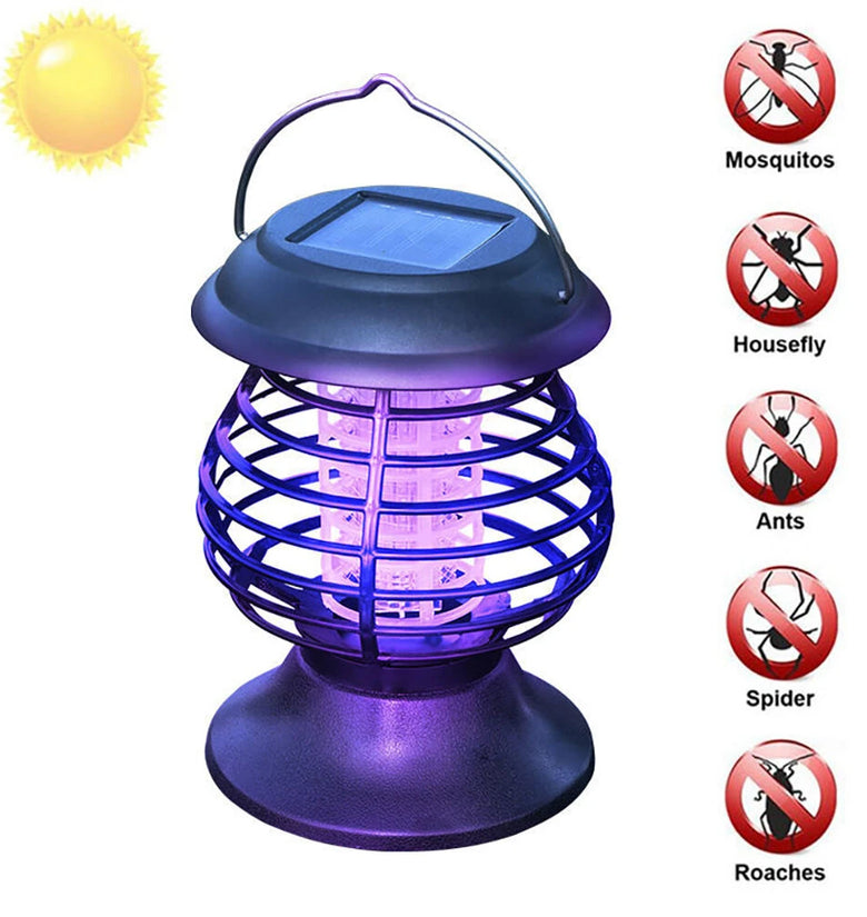 Solar Powered Mosquito Killer Lamp  IP65 Waterproof Auto On/Off Portable Outdoor Bug Zapper