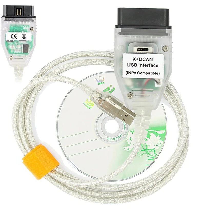INPA K+CAN INPA K DCAN Diagnostic Interface Cable with Switch INPA Car Programming FT232RL Full Chip Software OBD2 Scanner Connect USB for BMW