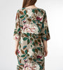Allover Flower Leaves Print V-neck 3/4 Sleeve Dress