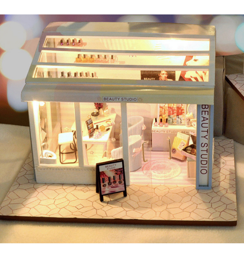 TIANYU DIY Doll House TD36 Manicure Store Creative Modern Shop Handmade Doll House With Furniture