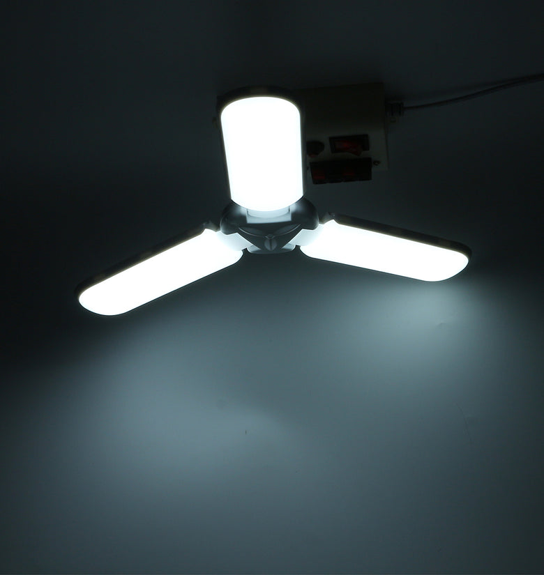 AC165-265V 45W E27 3 Blade LED Garage Light Deformable Ceiling Lamp Fixture Workshop Bulb