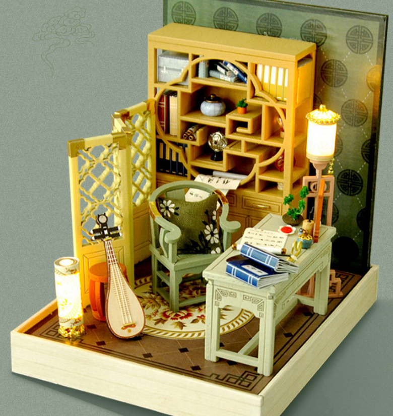 TIANYU DIY Doll House TW37 Ink Color Collection of Qingdai Creative Antiquity Scene Handmade Small House