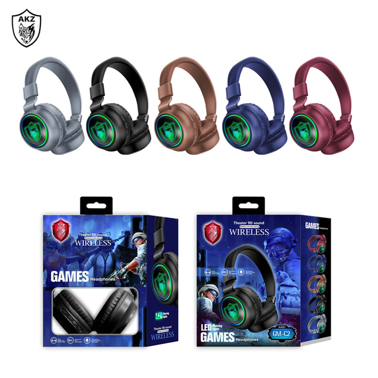 AKZ GM-C2 Gaming Headphone bluetooth Headset BT5.0 Colorful Lights Long Lasting Life Headphone with Mic