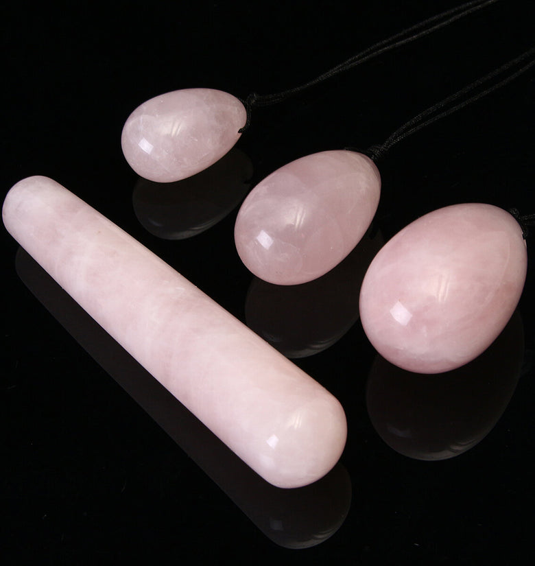 3PCS Natural Rose Quartz Egg-shaped Jade