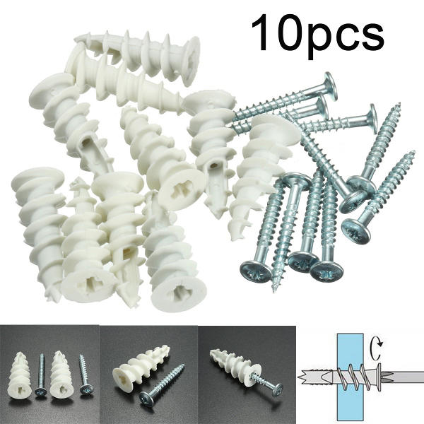 10Pcs Nylon Plate Board Cavity Wall Plug Fixing Speed F Anchor With Screws