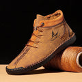 Menico Men Microfiber Leather Hand Stitching Breathable Soft Brief Splicing Lace Up Casual Shoes