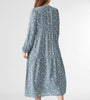 Allover Floral Print Button Front V-neck Long Sleeve Dress
