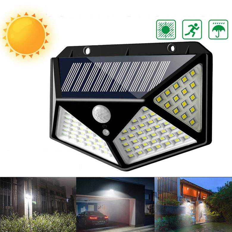 ARILUX 100 LED Solar Powered PIR Motion Sensor Wall Light Outdoor Garden Lamp 3 Modes