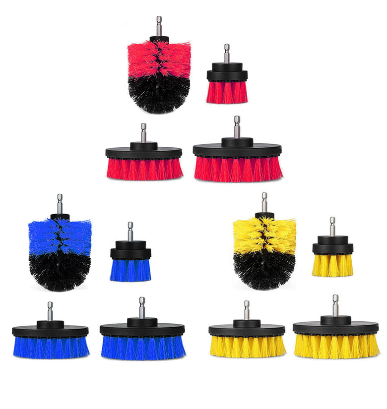 4pcs 2/3.5/4/5 Inch Drill Brush Kit Tub Cleaner Scrubber Cleaning Brushes Yellow/Red/Blue