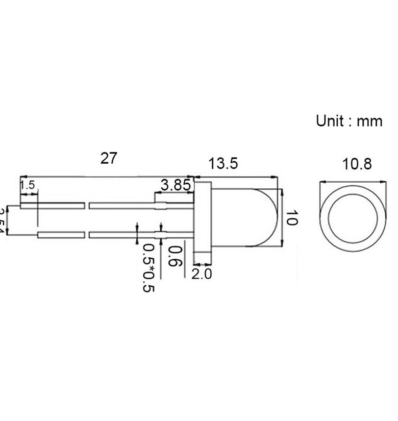 50pcs 10mm Green Transparent LED Diode 20mA 3V 515-520nm Round Through Hole Emitting Lamp