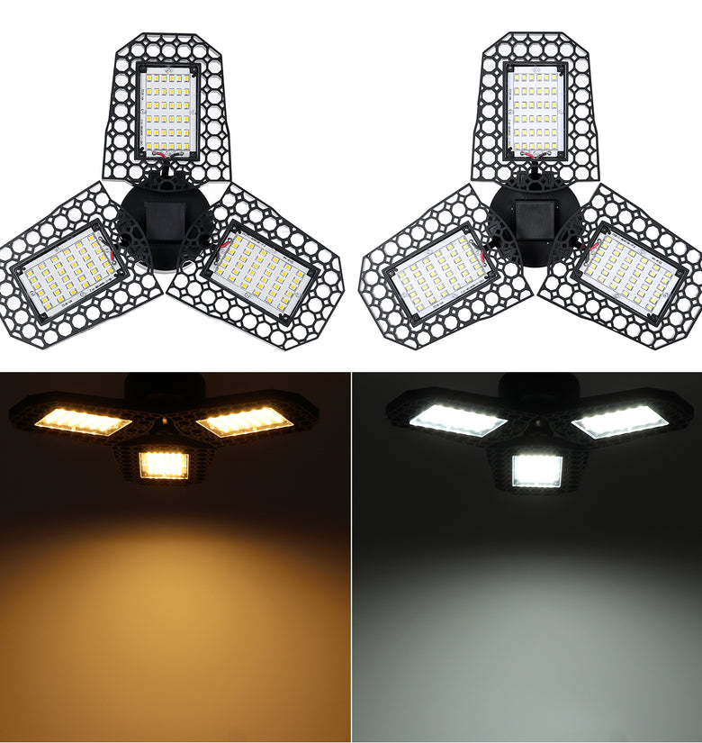 40W E27 Deformable 108LED Garage Light Bulb Waterproof Foldable Fixture Ceiling Workshop Night Lamp 85-265V