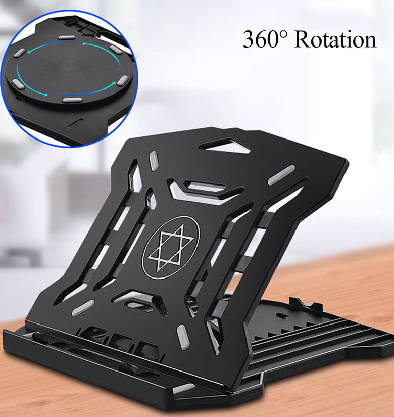 2 IN 1 Foldable 8-Level Height Adjustable Macbook Holder Stand Bracket with Phone Holder for Laptops Tablets