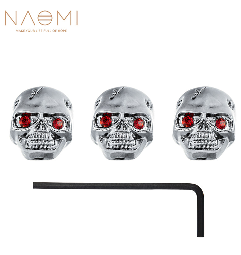 NAOMI 3PCS Skull Guitar Knobs Metal Guitar Volume Tone Control Knob Guitar Parts Accessories