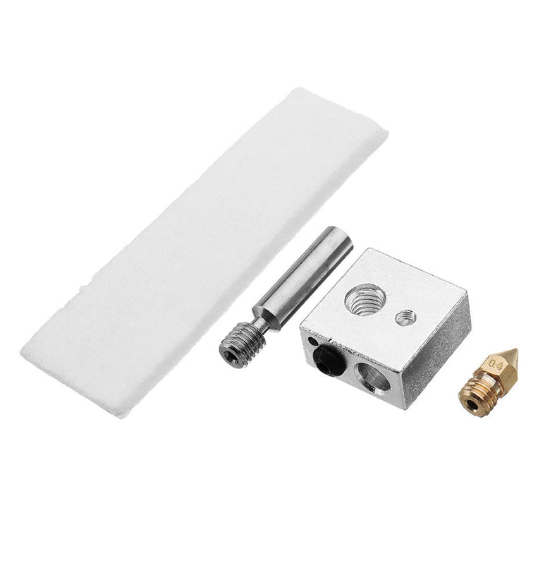 CTC MK8 0.4 mm Extruder Nozzle + PTFE Throat + Heating Block + Insulation Tape Hotend Kit