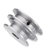 Aluminum Alloy Double Groove 60&50MM Pulley Wheel 8-20MM Fixed Bore Pulley for Motor Shaft 10MM Belt
