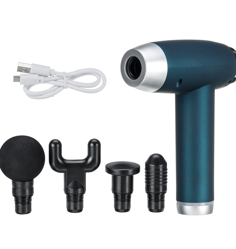 12V Matte Texture LCD Percussion Massager USB 7200r/min Muscle Relief Sport Recovery 20 Speed Electric Massager With 4 Heads