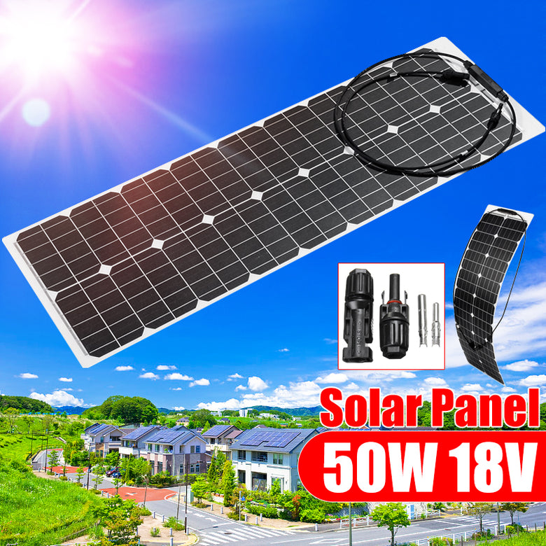 50W 18V Solar Power Panel Monocrystalline Silicon Semi-flexible Home Electricity