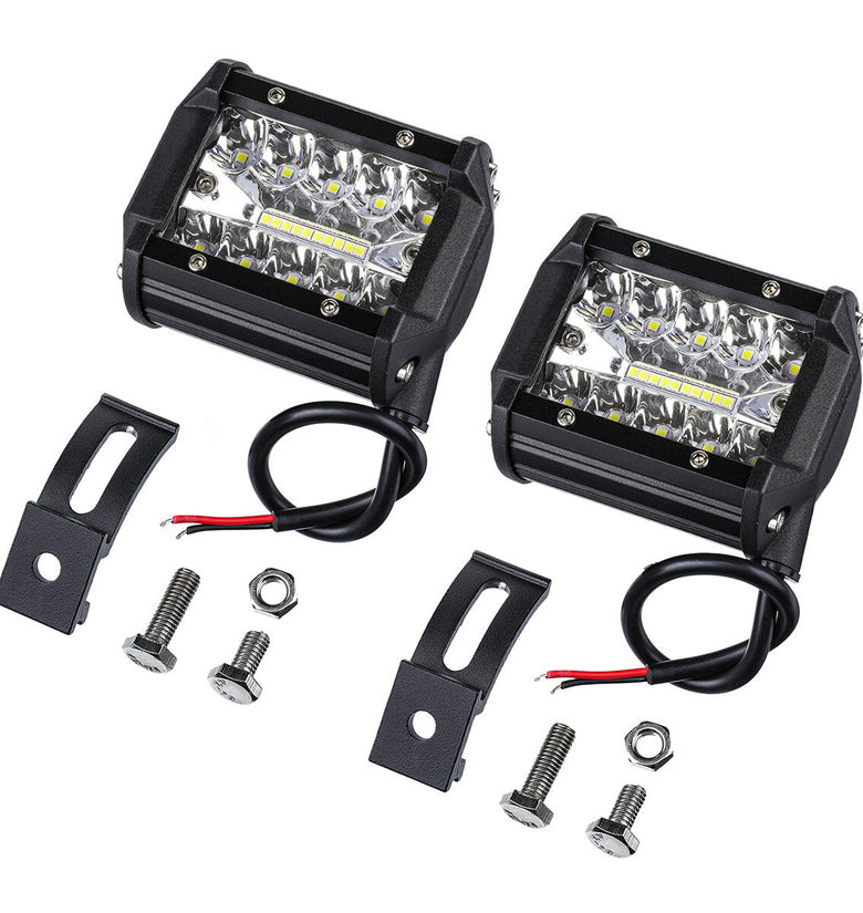 AMBOTHER 2PCS Tri ROW 4 Inch 9-32V 20 LED Work Light Bar Flood Spot Beam Offroad SUV Driving Truck ATV UTV Boat Fog Lamp Waterproof