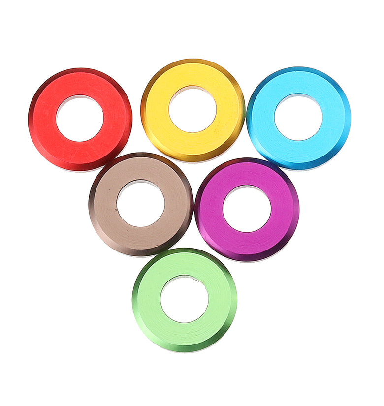 Suleve M5AW1 10Pcs M5 Aluminum Alloy Flat Fender Screw Washer Spacer Gasket Multicolor