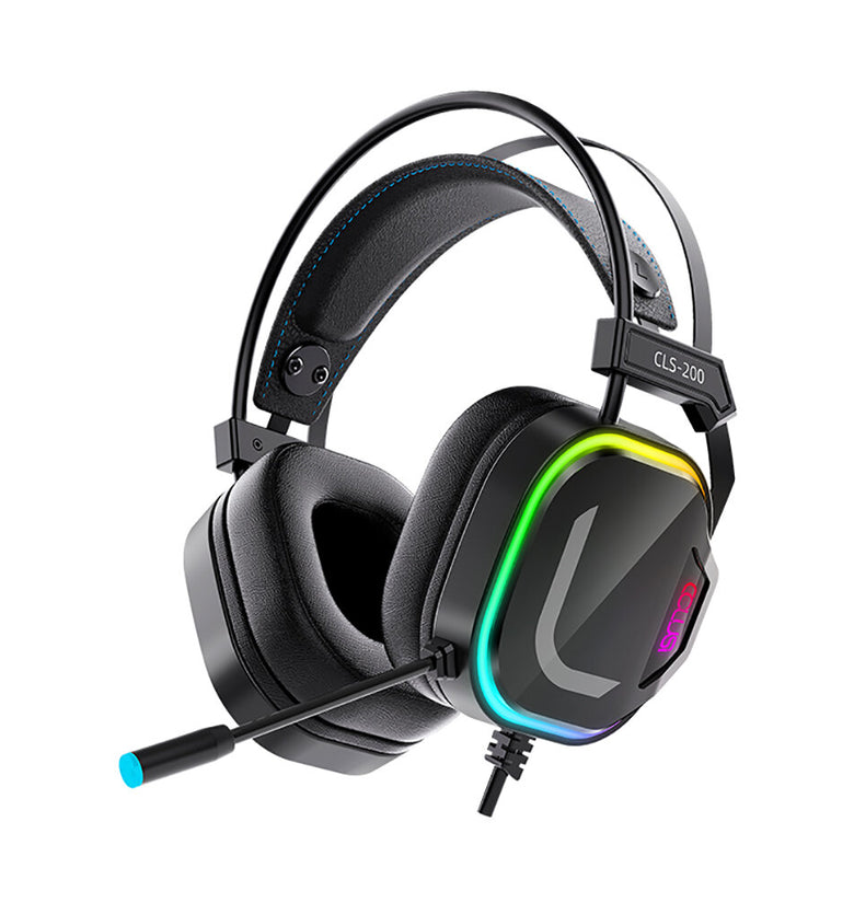 YC CLS-200 Gaming Headset with Omnidirectional Microphone Colorful RGB Light 50mm Unit for PC Laptop