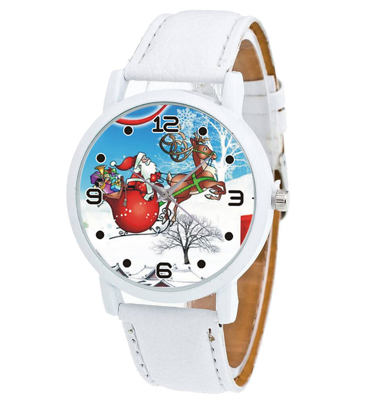 Cartoon Santa Claus and Snowfield Pattern Cute Kid Watch Fashion Children Quartz Watch
