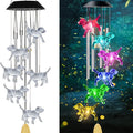 Dog Solar Wind Chimes w/ 4 Music Aluminum Tubes 7 Colors Changing Outdoor Waterproof Crystal Dog LED Wind Bell Home Party Yard Garden Decoration