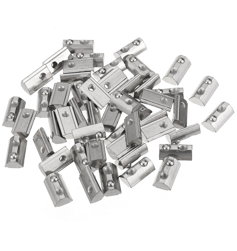 Drillpro 50pcs 20 Series Elastic Nut Round Roll T Slot Spring Nut for 20 Series Aluminum Profile
