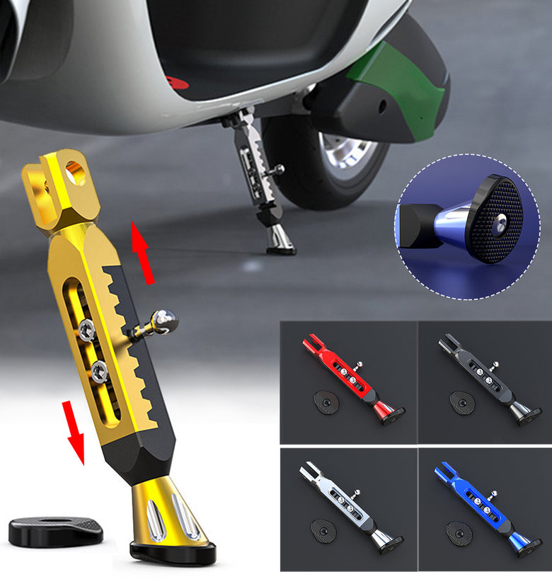 Height-Adjustable Motorcycle Side Stand - Height Adjustable CNC Aluminum Alloy Kickstand Foot for