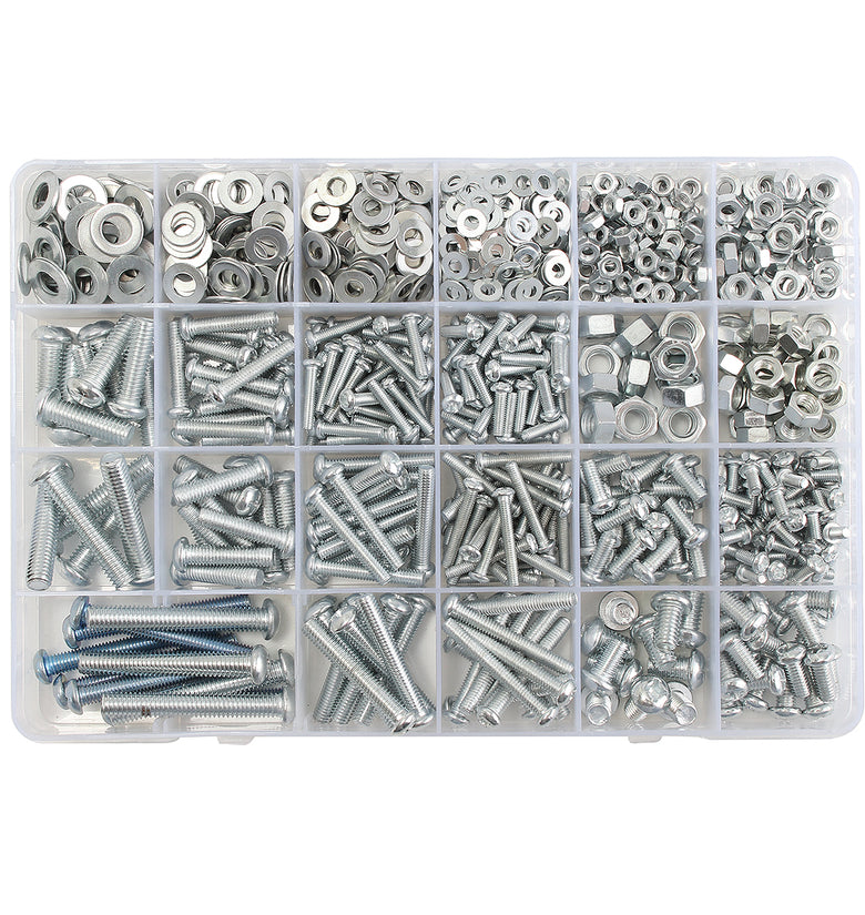 M3 M4 M5 M6 Stainless Steel Phillips Round Head Screws Nuts Flat Washers Assortment Kit 900g