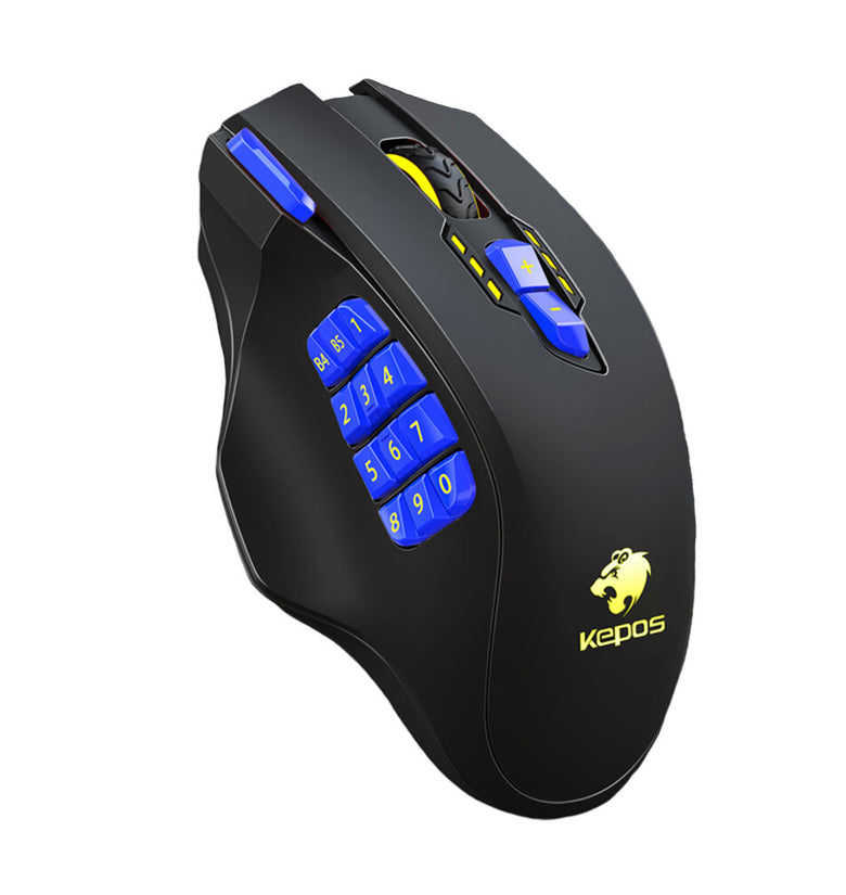 Kepos Macro Programmable Gaming Mouse 18 Buttons Adjustable 750-4000DPI RGB Backlit USB Wired Mouse with Detachable Weighting Blocks for Computer Laptop Gamer