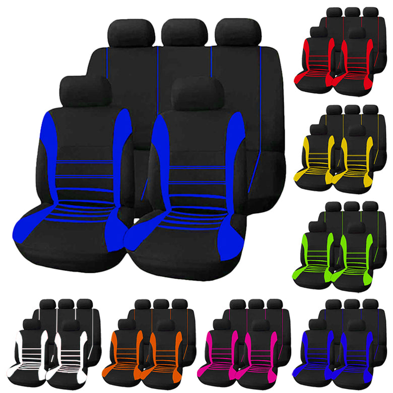 9 Pcs/Set Universal Car Seat Covers Cushion Headrest Cover Protective Front&Rear Seat Protectors Full Set Washable