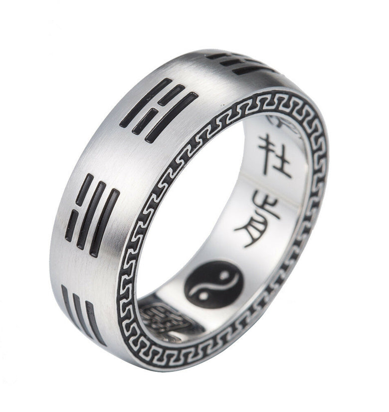 Titanium Steel Nine Words Mantra Rings Chinese Gossip Yin Yang Finger Ring For Men