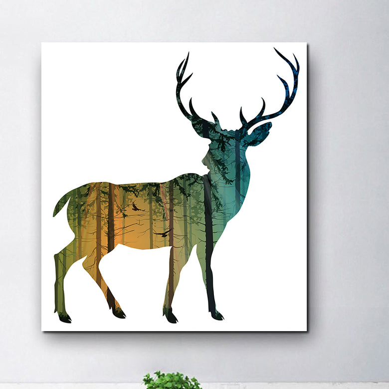 Miico Hand Painted Oil Paintings Simple Style-D Side Face Deer Wall Art For Home Decoration Paintings