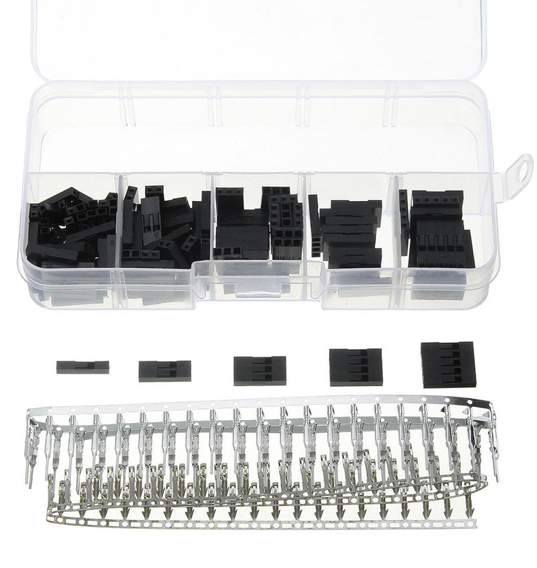 250pcs 2.54mm Dupont Connector 1/2/3/4/5 Pin Male Female Header Housing Crimp Connectors Terminal Jumper Wire Cable Connectors