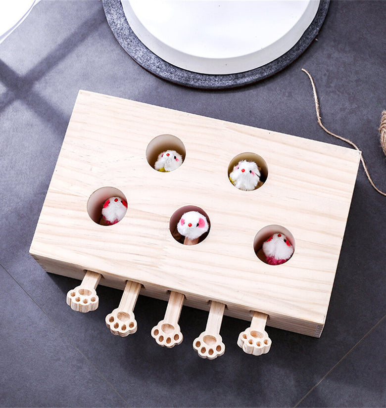 Cat Toys Hamster Machine Funny Cat Toy Solid Wood Pet Supplies Whac-A-Mole Mouse