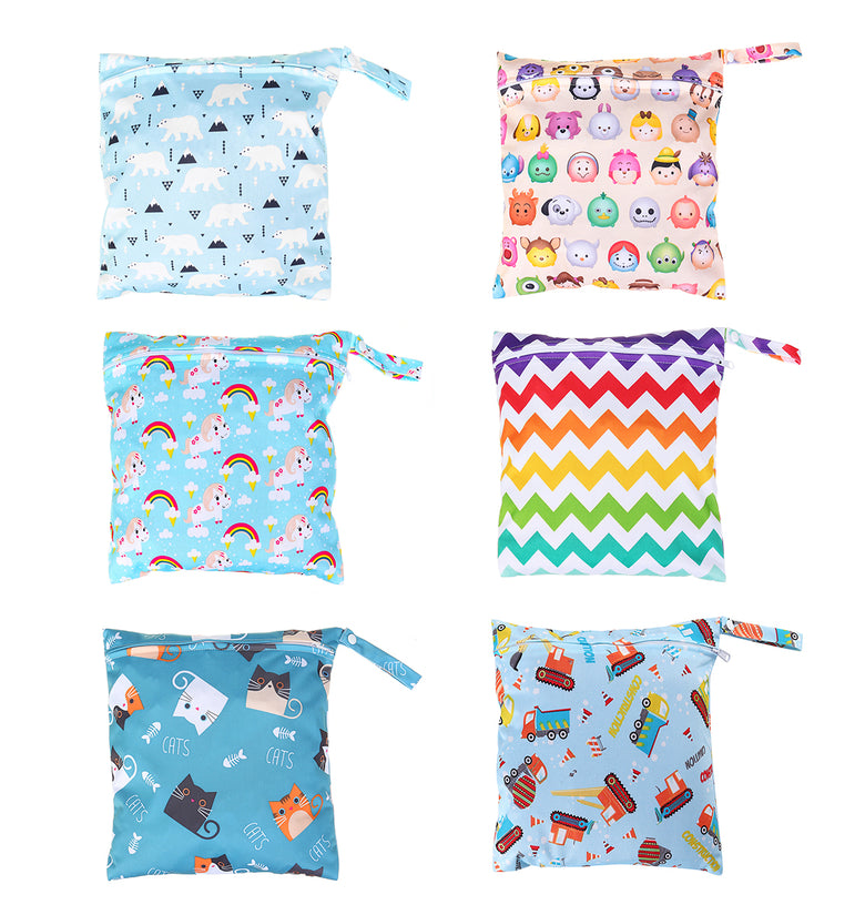 Reusable Waterproof Wet Dry Baby Diapers Bags Portable Travel Baby Nappy Changing Double Pocket Wetbags