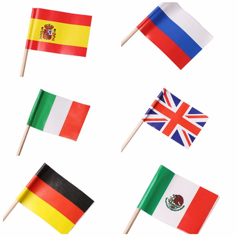 Honana 50 Pcs/Lot Flag Fruit Toothpick Paper Flag Food Picks Cake Toothpicks World-Cup Fruit Sticks