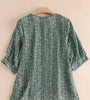 Allover Floral Print Crew Neck 3/4 Sleeve Blouse