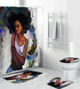 African Girl Shower Curtain Fabric Bathroom Curtains Set Non-slip Bath Mat Toilet Pad Carpet for Bathroom Decor