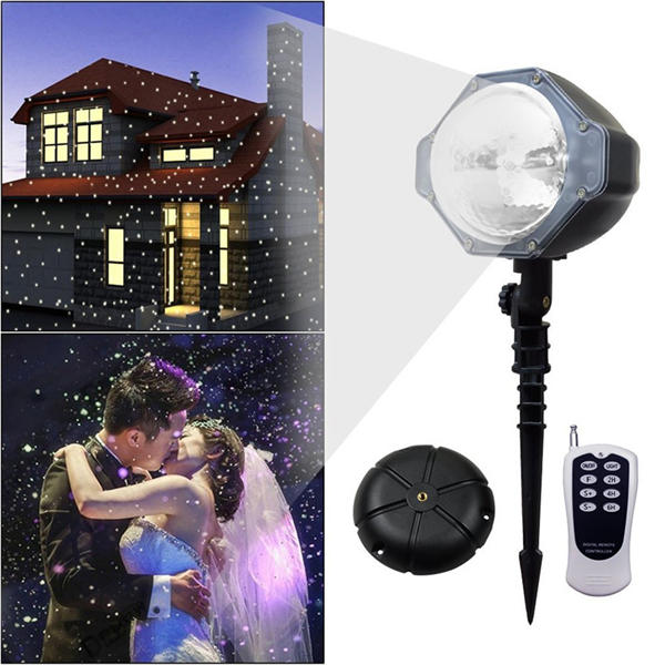 8W Snow Falling Moving Remote Control LED Projector Stage Light Christmas Outddor Garden Party Lamp