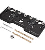 Adjustable Aluminum Alloy Cabinet Hardware Jig Shelf Pin Jig with 2 PCS 5mm Drill Bits Woodworking Pocket Hole Punch Locator Drill Guide